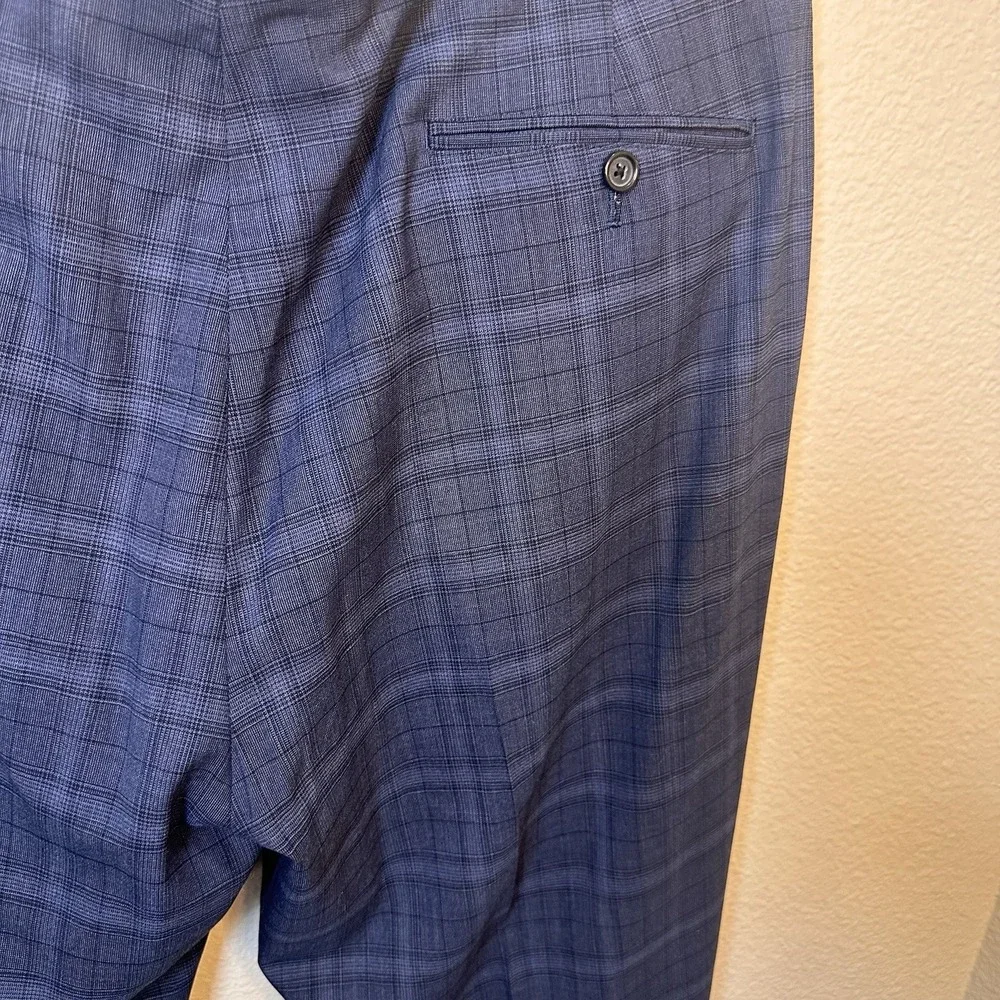 Brooks Brothers‎ Mens Regent BrooksCool Blue Glen Plaid Wool Dress Pants W38